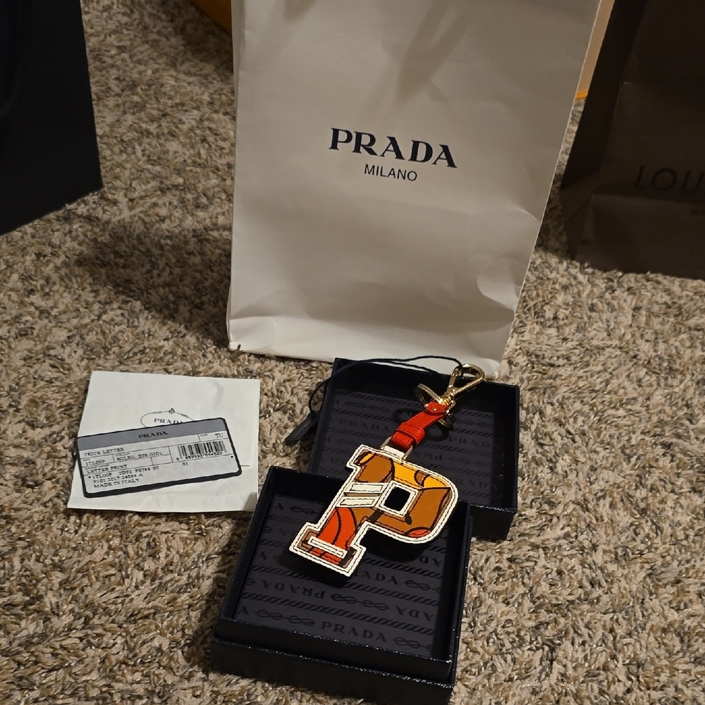 Prada Multicolor P Logo Keychain